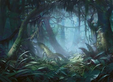 Jungles of Chult Raphael Lacoste, Misty Rainforest, Jungle Aesthetic, Law Of The Jungle, Jungle Birds, Jungle Forest, Jungle Art, Welcome To The Jungle, Fantasy Places