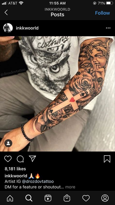 Voll Arm-tattoos, Unique Tattoos For Men, Chicano Tattoos Sleeve, Cool Half Sleeve Tattoos, Cross Tattoo For Men, Men Tattoos Arm Sleeve, Cool Arm Tattoos, Forarm Tattoos, Forearm Tattoo Design