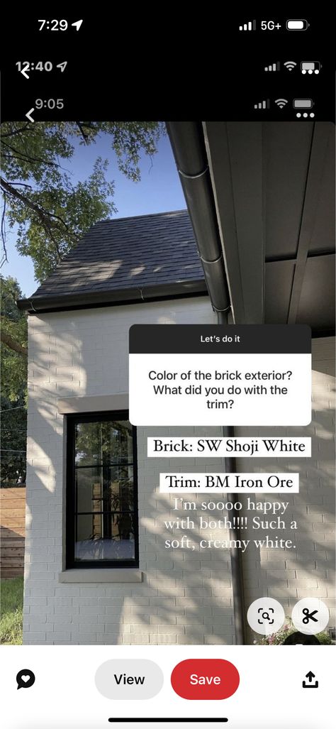 Iron Ore Brick Exterior, Shoji White And Iron Ore Exterior, Iron Ore Exterior Trim, Iron Ore Exterior, Painted Brick Exteriors, Shoji White, House Trim, Brick Exterior, Iron Ore