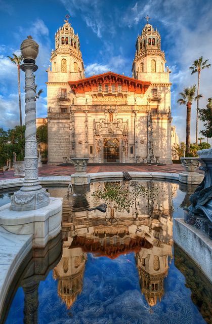 Hearst Castle in San Simeon, California. This place was beautiful. If you ever get the chance, go!!! :) San Simeon California, Julia Morgan, Hearst Castle, San Simeon, Real Estat, California Travel Road Trips, The Reflection, Pacific Coast Highway, Historic Places