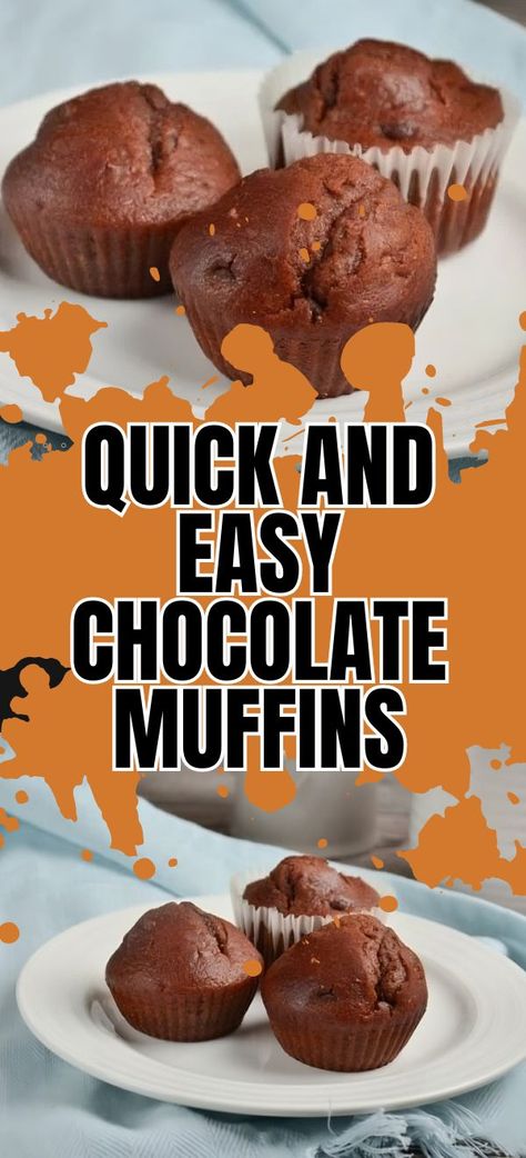 Quick and Easy Chocolate Muffins Homemade Chocolate Muffins, Mini Muffin Pan Recipes, Dark Chocolate Cake Recipes, Moist Banana Muffins, Homemade Breakfast Recipes, Oatmeal Muffins Healthy, Muffin Pan Recipes, Cocoa Powder Recipes, Breakfast Muffin