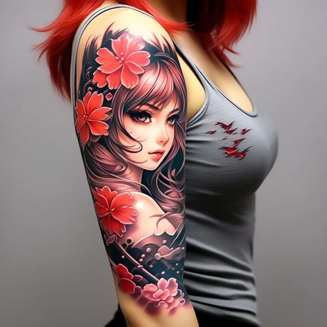 I will made a anime or realistic sleeve tattoo for you Geisha Tattoo Sleeve, Realistic Sleeve Tattoo, Geisha Tattoo Design, Hip Thigh Tattoos, Geisha Tattoo, Thigh Tattoos, Custom Tattoo Design, Dream Tattoos, Tat Ideas