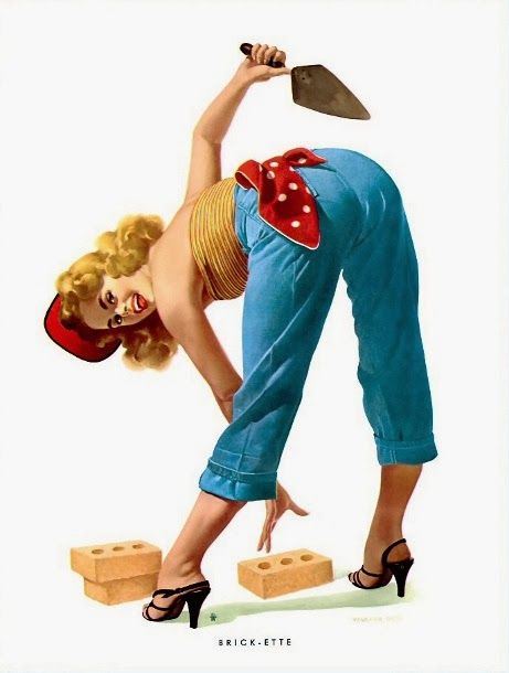 Bricklayer (Vaughan Alden Bass) Arte Pin Up, Pin Up Vintage, Gil Elvgren, Pin Up Girl Vintage, Pinup Art, Pin Up Model, Pin Up Photography, Vintage Pin Up, Pin Up Art