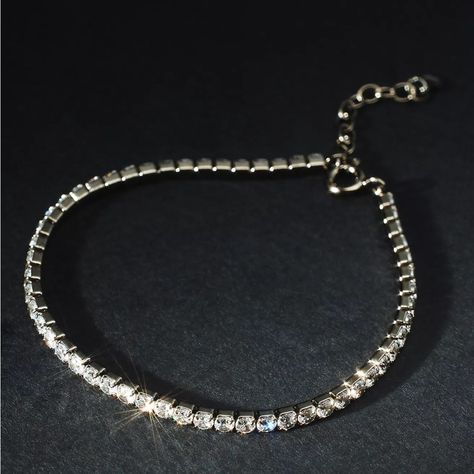 Nwt Delicate Crystal Tennis Bracelet By Anthropologie Newww Color: Black Tin-Plated Sterling Silver, Cubic Zirconia Lobster Clasp Imported Dimensions 6"L, 1" Extender Anthropologie Bracelet, Rose Gold Black Diamond, Black Diamond Bracelet, Statement Cuff Bracelet, Crystal Cuff Bracelet, Gold Bracelet Set, Rose Gold Quartz, Coral Bracelet, Beaded Cuff Bracelet