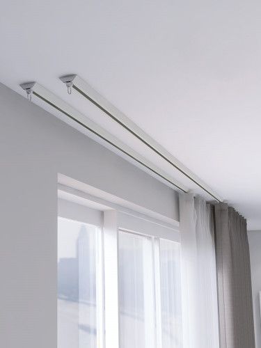 Modern Curtain Rails, Curtain To The Ceiling, Curtain Mounting Ideas, Curtain Hung From Ceiling, Ceiling Curtains Track, Curtain For Apartment, Double Curtain Track Ideas, Sliding Curtains Track, Invisible Curtain Track