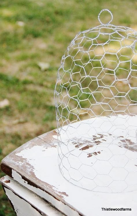 DIY make your own Chicken Wire Cloche to protect tender veggies from varmints. Chicken Wire Cloche, Chicken Wire Ghost, Wire Ghosts, Wire Cloche, Plantarea Legumelor, Chicken Wire Art, Chicken Wire Crafts, Garden Cloche, Diy Luminaire