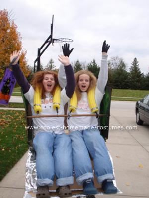 Homemade Roller Coaster Costume: My friend and I both are big fans of amusement parks and, on our trip to Cedar Point in August, we decided that, for Halloween, we wanted to recreate a Group Customes Ideas, Homemade Roller Coaster, Roller Coaster Costume, Crazy Roller Coaster, Illusion Costumes, Homemade Costume, Colorful Drinks, Water Food, Homemade Costumes