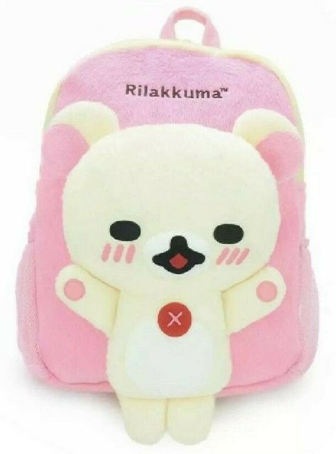 Kawaii Bags, Kawaii Backpack, Kawaii Core, Plush Backpack, Kawaii Room, Hello Kitty Items, Cute Backpacks, Pink Backpack, Rilakkuma