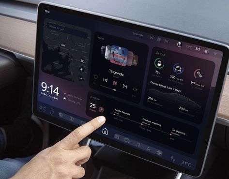 Car Touch Screen, Car Hmi Design, Car Ui Design, Hmi Design Car Ui, Car Dashboard Design, Smart Home Dashboard, Tablet Ui, Dashboard Interface, Interactive Web Design