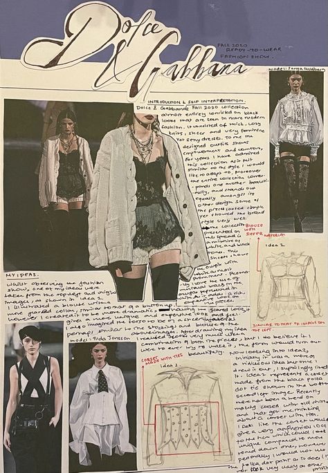 Fashion Gcse Sketchbook, Gcse Fashion Sketchbooks, Fashion Gcse Art, Fashion Designer Research Page, Vintage Fashion Designer Aesthetic, Costume Designer Portfolio, Fashion Design Inspo Mood Boards, A Level Fashion Sketchbook, Designer Research Page