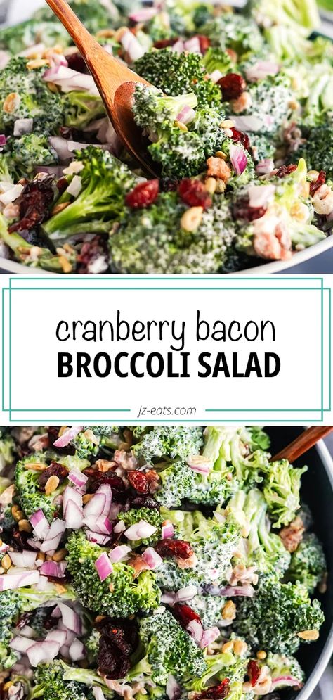 Broccoli Bacon Salad, Broccoli Salad With Bacon, Broccoli Salad With Cranberries, Salad Broccoli, Salad Recipes With Bacon, Cranberry Salad Recipes, Bacon Broccoli, Broccoli Bacon, Broccoli Salad Bacon