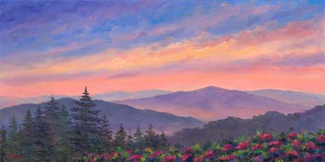 Mountain Sunset Painting, Istoria Artei, Cold Mountain, Glow Oil, Tableau Art, Blue Ridge Parkway, Mountain Paintings, Jolie Photo, Painting Art Projects