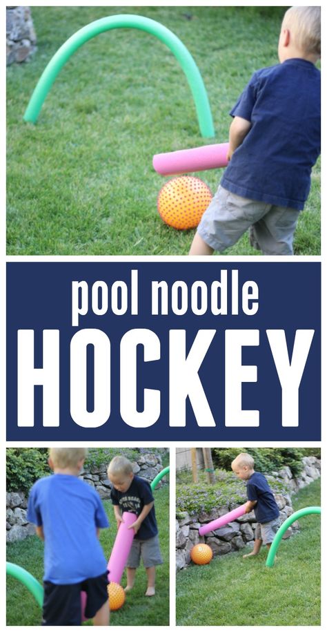 Toddler Approved!: Pool Noodle Hockey for Kids Pool Noodle Hockey, Noodle Hockey, Preschool Olympics, Sports Activities For Kids, Olympics Activities, Physical Activities For Kids, Gym Games, Pool Noodle, Kid Pool