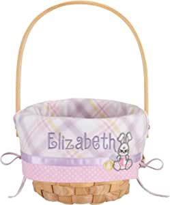 Create Your Own Wicker Easter Basket – Pink Bunny Design Wicker Easter Basket, Large Easter Basket, Bunny Applique, Easter Surprise, White Baskets, Bunny Design, Personalized Easter Basket, Blue Bunny, Easter Basket Stuffer