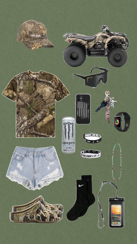 Good fit for mudding/getting muddy Four Wheeling Outfit, Cute Hunting Outfits For Women, Mudding Outfit, Cute Country Quotes, Mud Riding, Mudding Girls, Country Best Friends, Construction Outfit, Country Fits