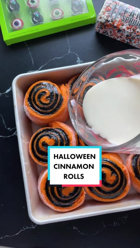 (10)Spooky cinnamon rolls! #fancysprinkles #tiktokhalloween #halloweentreats #bakingtiktok #cinnamonroll #SoundcoreGoForGold Halloween Cinammon Roll, Fancy Sprinkles, Holiday Party Foods, Going For Gold, Cinnamon Rolls Recipe, Halloween 2019, Rolls Recipe, Cinnamon Roll, Halloween Treats