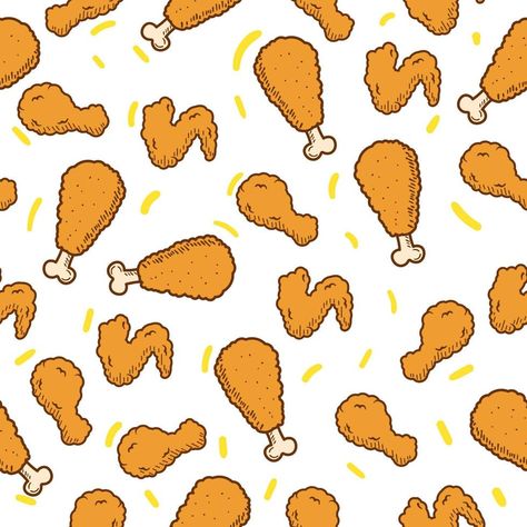 Seamless Pattern Vector, Pattern Vector, Fried Chicken, Seamless Pattern, Seamless Patterns, Vector Art, Pattern Design, Hand Drawn, Vector Free