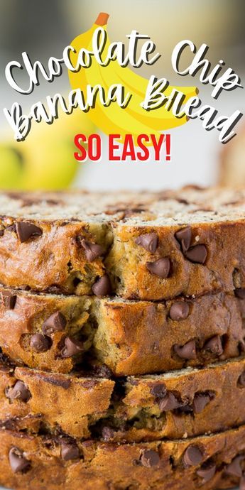 WOW! This One Bowl Chocolate Chip Banana Bread is so easy and seriously SO GOOD! Chic Chip Banana Bread, Easy Choc Chip Banana Bread, Easy Banana Bread With Chocolate Chips, Banana Choc Chip Bread, Banana And Chocolate Chip Bread, Choc Chip Banana Bread Recipe, 6 Banana Bread Recipe, Banana Chocolate Chip Bread Recipe, Banana Bread Recipe Chocolate Chip