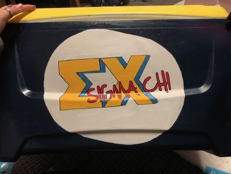 Sigma Chi Painting, Frat Cooler Sigma Chi, Sigma Chi Frat Cooler, Sigma Chi Cooler, Formal Coolers, Frat Formal, Formal Cooler Ideas, Formal Cooler, Fraternity Coolers