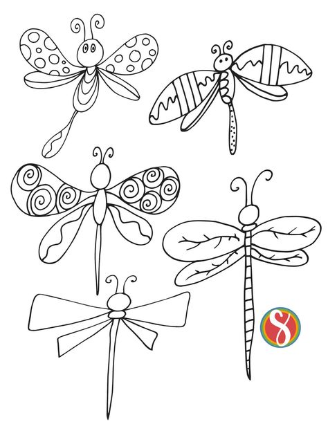 Free dragonfly coloring pages from Stevie Doodles - instantly print and color these dragonflies today #freecoloring #freeprintable #dragonfly #dragonflycoloring #dragonflycoloringpage #freedragonflycoloringpages #dragonflycoloringforkids Dragonfly Doodle Art, Dragonfly Pattern Free Printable, Dragonfly Coloring Pages Free Printable, Drawing Dragonfly, How To Draw A Dragonfly Step By Step, Whimsical Dragonfly, Dragonfly Doodle, Dragonfly Coloring Pages, Cute Coloring Pages For Adults