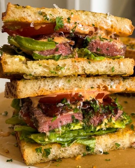 Steak Sandwich - Moribyan Ribeye Sandwich Recipe, Gourmet Steak, Breaded Steak, Steak Sandwich Recipes, What To Make For Dinner, Sauteed Peppers, Chipotle Aioli, Tender Steak, Beef Bacon