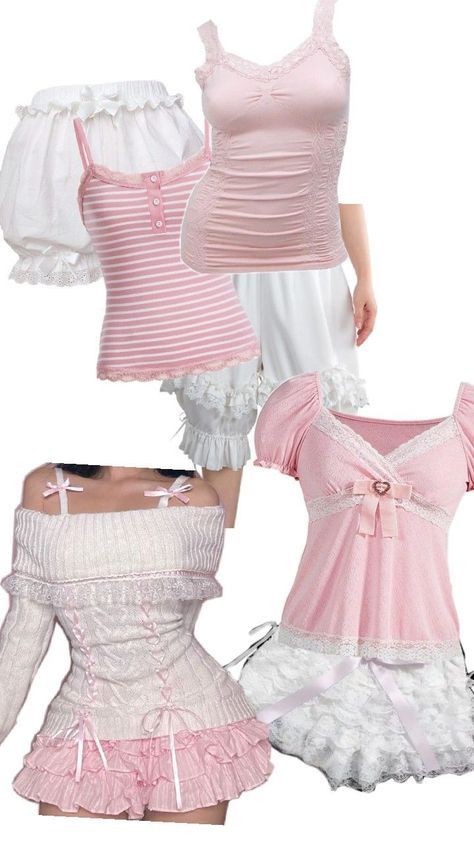 Ruffled bloomers and soft pretty pink and white. coquette vibes! Cute Pastel Clothes, Pink And White Coquette, White Coquette, Coquette Vibes, Ruffle Bloomers, Pastel Outfit, Fashion Collage, So Sweet, Pretty Pink