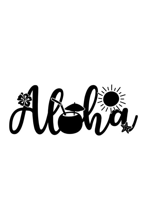 Oahu Hawaii Aloha SVG Hawaii Words, Hawaii Anime, Ohana Svg, Hawaii Drawing, Luau Crafts, Hawaiian Svg, Aloha Tattoo, Hawaii Svg, Aloha Sign