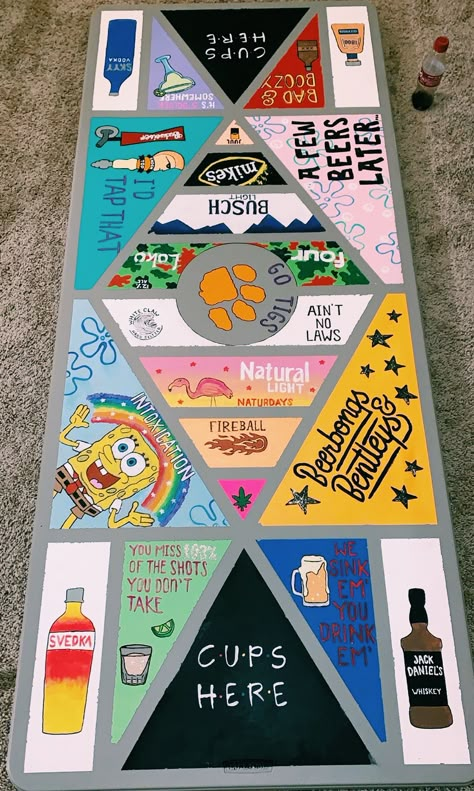 Insta @madi.sherbondy vsco @madisonsherbondy Beerpong Table, Bp Table, Beer Pong Table Diy, Pong Table Painted, Diy Beer Pong Table, Diy Beer Pong, Custom Beer Pong Tables, Pong Table Designs, Beer Pong Table Designs