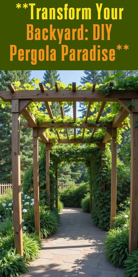 DIY Pergola Projects for Your Garden Pergola Planting Ideas, Side Yard Pergola, Diy Pergola Freestanding, Pergola In Garden, Simple Pergola Ideas, Backyard Arbor Ideas, Diy Pergola Attached To House, Diy Garden Arch, Arbor Ideas