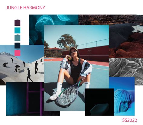 It might be a jungle out there, but nature still has her own sense of harmony. There’s a mysterious mood that broods around deep indigo. Neon Colour Palette, Sport Fabric, Activewear Trends, Trend Forecast, Sportswear Trends, Wind Of Change, 2022 Ss, Deep Indigo, Brand Color Palette