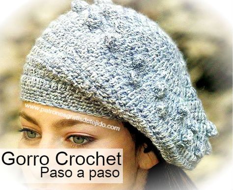 Boina tejida a crochet paso a paso Crochet Beret Pattern, Beret Pattern, Crochet Beret, Crochet Business, Crochet Collar, Learn How To Knit, Knitting Magazine, How To Start Knitting