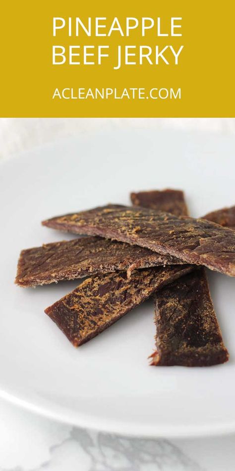 Pineapple Beef Jerky, Low Sodium Jerky Recipe, Pineapple Jerky, Jerky Flavors, Aip Appetizers, Pineapple Marinade, Beef Jerky Recipe Dehydrator, Dehydration Recipes, Homemade Beef Jerky Recipe