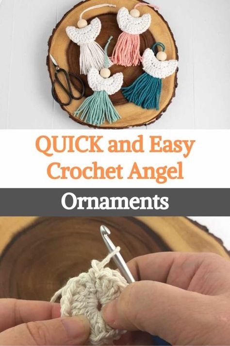 Decorate your Christmas tree and home with this quick and easy crochet angel ornament. If you are a fan of angel decorations for Christmas, you will love these cute crochet ornaments. For this Christmas project, you will use a 5mm crochet hook and some wooden beads for the angels' heads. The author used cotton yarn, this one is not as shiny as acrylic and has a more natural look, but you can use the one you prefer to crochet yours! Just follow the entire video tutorial below to make cute... Christmas Crochet Free Patterns, Christmas Crochet Free, Wooden Bead Ornaments, Crochet Angel Ornament, Craft For Seniors, Christmas Angels Diy, Angel Ornaments Diy, Diy Christmas Angel Ornaments, Angel Decorations