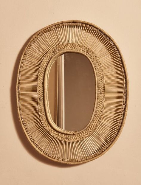 Cane Mirror, Living Room Display, Neutral Bedrooms, Cane Furniture, Mirror Hangers, Hanger Storage, Mirror Ideas, Mirror Sign, Bamboo Furniture