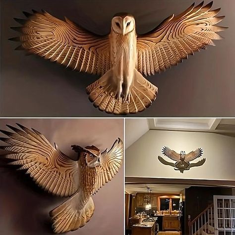 Wall Statue, Seni Resin, Wall Hanging Living Room, Owl Sculpture, Metal Animal, Owl Wall Art, Room Garden, Owl Crafts, Owl Wall