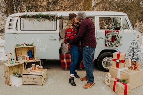 Vw Bus Photo Booth, Bus Photo Booth, Vw Bus Photo, Christmas Themed Wedding, Themed Wedding Ideas, Bus Photo, Christmas Booth, California Christmas, Themed Photography