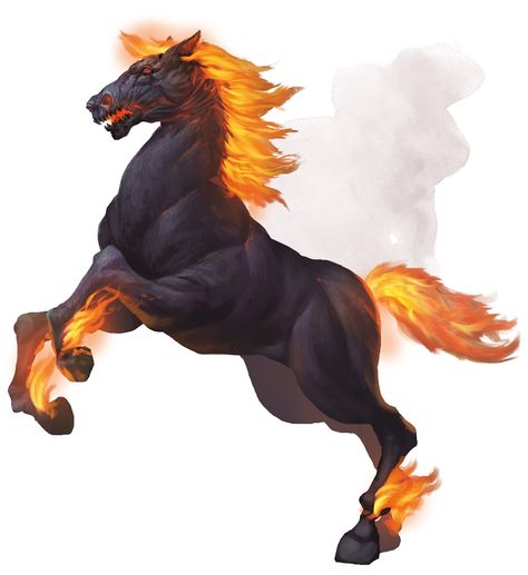 Monsters for Dungeons & Dragons (D&D) Fifth Edition (5e) - D&D Beyond Demon Horse, Dragon Horse, Fire Horse, D D Monsters, Rpg Map, Dnd Monsters, Horse Art, Creature Design, Creature Art