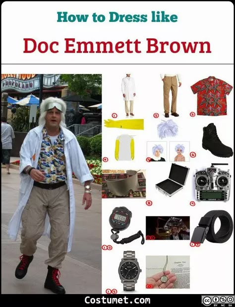 Doc Back To The Future, Doc Brown Costume, Homeade Halloween Costumes, Back To The Future Doc, Cars Halloween Costume, Emmett Brown, Future Costume, Doc Brown, 2015 Outfits