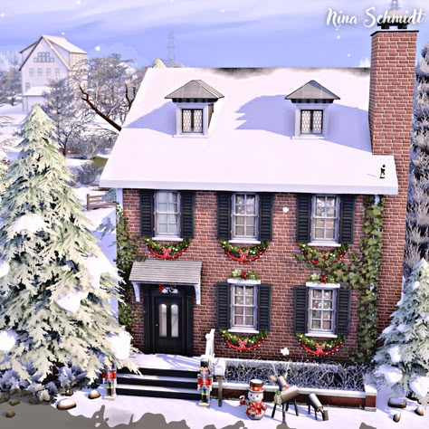 Speed Build & Download on YouTube Ts4 Suburban House, Christmas Sims 4 House, Sims 4 Holiday Home, Christmas House Sims 4, Sims 4 Christmas Build, Sims Brick House, Sims Christmas House, Sims 4 Britechester Build, Sims 4 Suburban Family Home