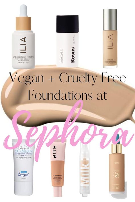 The days of struggling to find clean beauty products at major retail stores are over. Due to increased demand for clean beauty products, many major beauty stores have started selling them in recent years. Sephora is one of those retailers, who has an entire section of products that are made without toxic ingredients like parabens, sulfates, phthalates, and more! Click to see the top 7 bestselling vegan and cruelty-free foundations at Sephora! Vegan Foundation, Vegan Makeup Brands, Cruelty Free Makeup Brands, Best Drugstore Foundation, Clean Beauty Products, Drugstore Foundation, 2020 Style, Free Skincare, Cosmetics Products