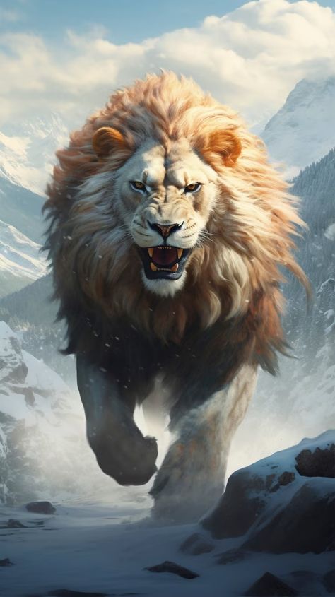 Lion digital art style | AI-generated image Lion Digital Art, Art In Home, Lion Roaring, Wild Animals Painting, Importance Of Art, Lion Artwork, Top Of A Mountain, Spirit Animal Art, Roaring Lion