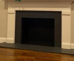 Fireplace/Slate Paint Update Paint Slate Tile Fireplace, How To Paint Slate Fireplace, Painting Slate Tiles Fireplace, Painted Slate Fireplace, Grey Painted Fireplace, Fireplace Slate, Fireplace Cleaner, Tile Around Fireplace, Slate Fireplace Surround