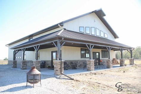 SHOME®: The Ultimate Pole Barn with Living Quarters | Greiner Buildings Pole Barn With Living Quarters, Metal Pole Barns, Barn With Living Quarters, Pole Barn Garage, Metal Building House Plans, Black Barndominium, Steel Building Homes, Building A Pole Barn, Barn Builders