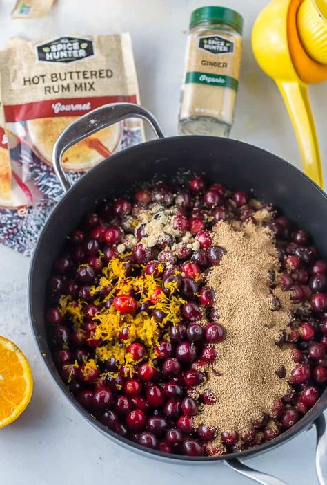 Like the winter favorite drink, this hot buttered rum cranberry sauce is full of warm spices, butter flavor, and a dash of rum. Creative Christmas Appetizers, Hot Buttered Rum Mix, Cherry Bourbon, Cranberry Dessert, Buttered Rum, Classic Thanksgiving, Cherry Brandy, Cranberry Sauce Recipe, Vanilla Sauce