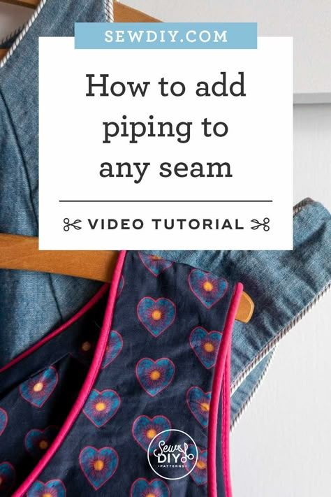 Make Piping How To Sew, How To Add Piping To A Dress, How To Sew Piping Tutorials, Diy Piping Sewing, How To Sew Piping On A Dress, Sewing Piping Tutorial, How To Sew Piping, How To Do Piping Sewing, Piping Sewing Techniques