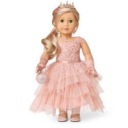 American Girl 2021 Winter Princess | American Girl Wiki | Fandom Sparkly Ballet Flats, American Girl Toys, Glitter Eye Shadow, Winter Princess, Pink Gloves, Long Blond, Glitter Eye, Satin Tulle, Pink Highlights