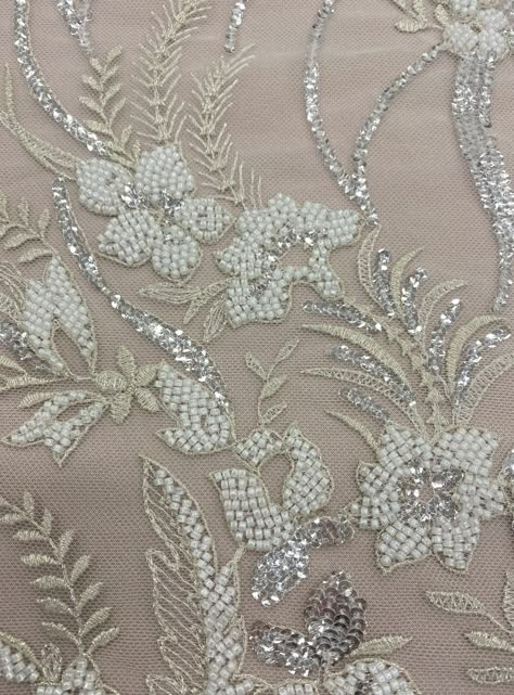 Beaded Fabrics, Salwar Pants, Gold Work Embroidery, Bead Embroidery Tutorial, Silver Silk, Colour Matching, Couture Embroidery, Bead Embroidery Patterns, Embroidery Works