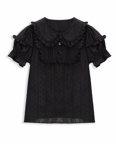 💕Plus Size Friendly peter collar blouse and Lolita bloomers, 3 color options. ✨Size: S - 4XL Order here👉 https://www.devilinspired.com/jfashion-clothes-by-devilinspired #devilinspired #bloomers #lolitacoord #blouse #kawaii #lolitacommunity #plussizefashion Peterpan Collar Blouses, Indie Alternative Fashion, Goth Blouse, Cute Blouses For Women, Black Chiffon Blouse, Blouse Designed, Peter Pan Collar Blouse, Flat Collar, Lace Trims