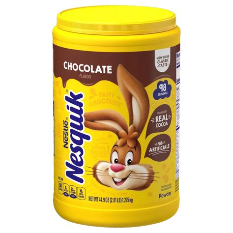 Chocolate Flavored Powder 44.9 oz | NESQUIK® Nesquik Chocolate Milk, Chocolate Milk Mix, Chocolate Milk Powder, Powder Drink, Mix Chocolate, Ash Ash, Cocoa Drink, Chocolate Drink, Chocolate Powder