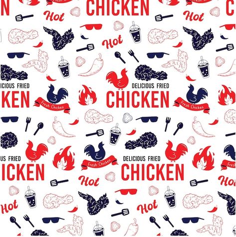 Fried Chicken Packaging Design, Chicken Shop Design Ideas, Fried Chicken Restaurant Design, Fried Chicken Design, Foodies Logo, Fast Food Background, Chicken Background, Resturant Interior, Doodle Logo